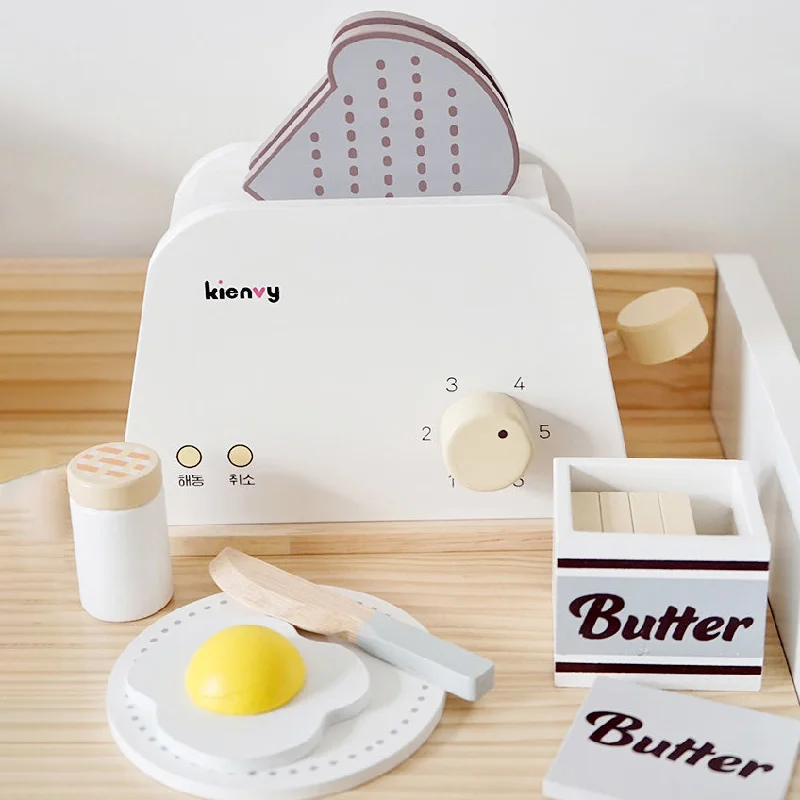 colorful and cheerful wooden toys Korean brand Kienvy wooden toaster kitchen pretend role play colorful and cheerful wooden toys Korean brand Kienvy wooden toaster kitchen pretend role play