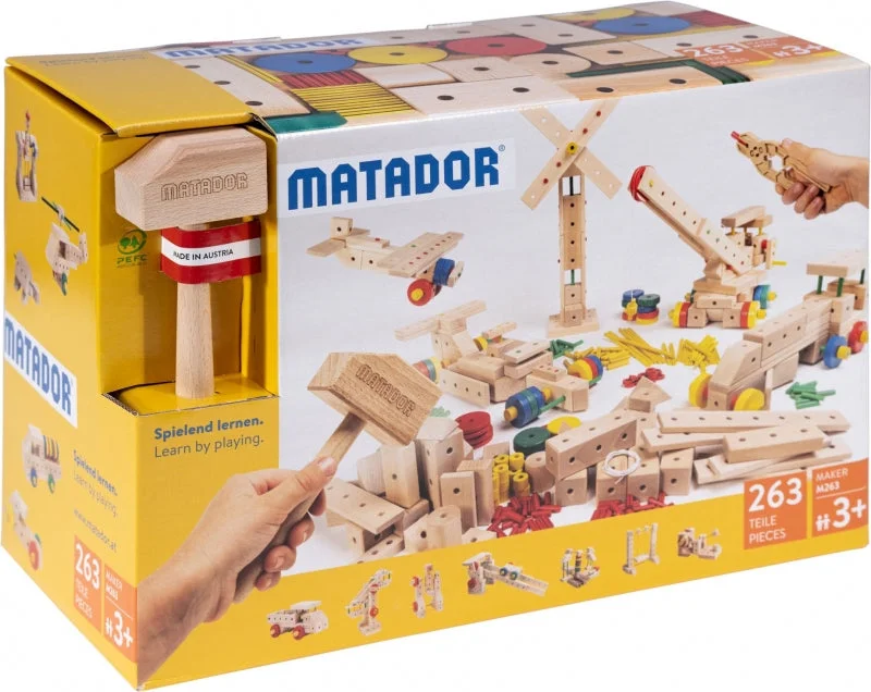 eco-conscious and sustainable wooden toys for children                   Matador Maker - M263 263pcs