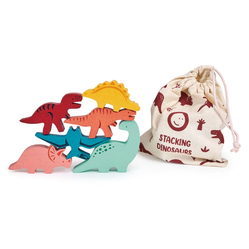 timeless classic wooden toys                   Mentari Wooden Happy Stacking Dinosaur Set & Bag