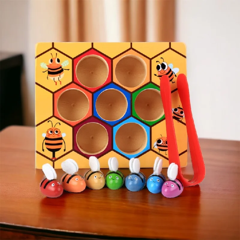 intricately designed wooden toys                 Montessori Inspired Wooden Bee Hive Toy