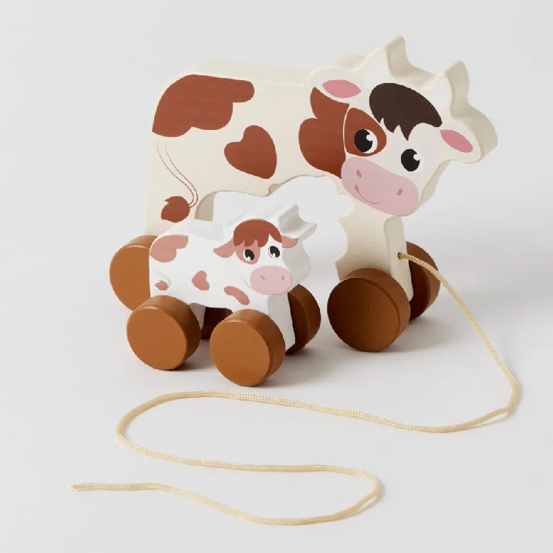 non-toxic wooden toys                   Pull-Along Wooden Cow & Calf