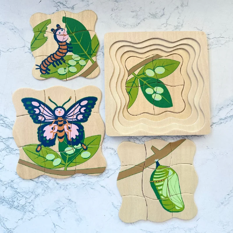safe and non-toxic wooden toys for babies Timber Butterfly Life Cycle 4 Layer Puzzle safe and non-toxic wooden toys for babies Timber Butterfly Life Cycle 4 Layer Puzzle