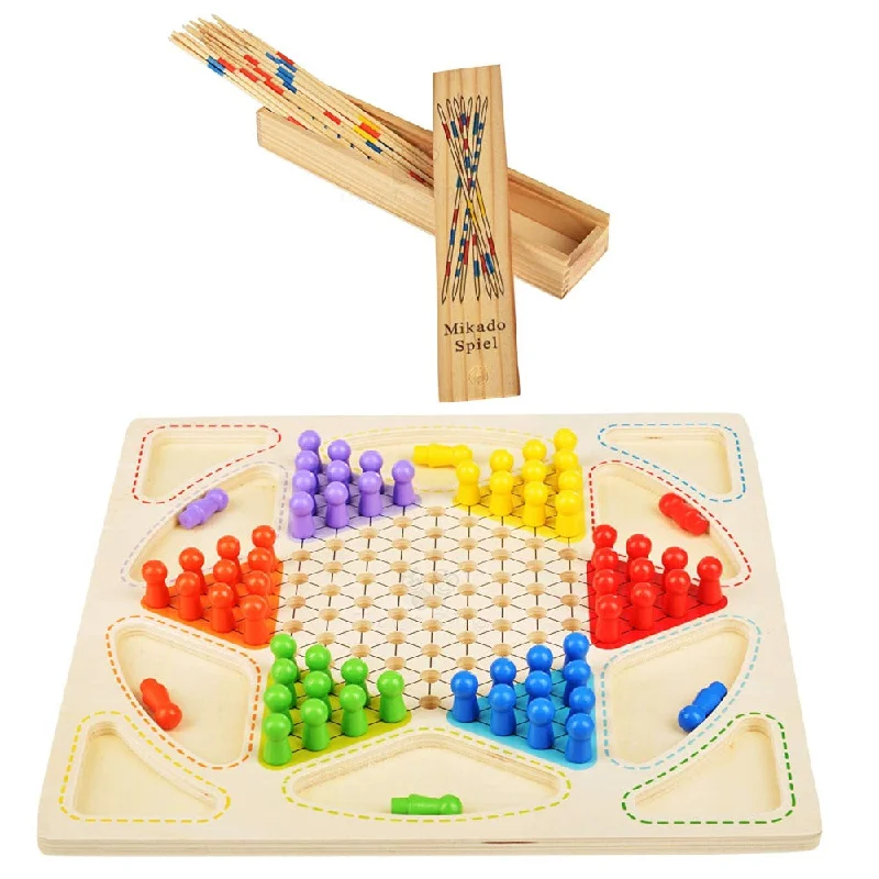 sturdy construction wooden toys 2 in 1 Chinese Checker Board & Ludo and Mikado Sticks Game (Combo) sturdy construction wooden toys 2 in 1 Chinese Checker Board & Ludo and Mikado Sticks Game (Combo)