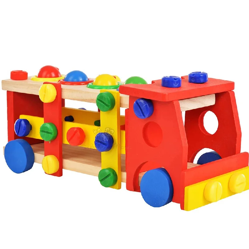 thoughtfully designed wooden toys              2 in 1 DIY Screw Car Vehicle Hammer Ball