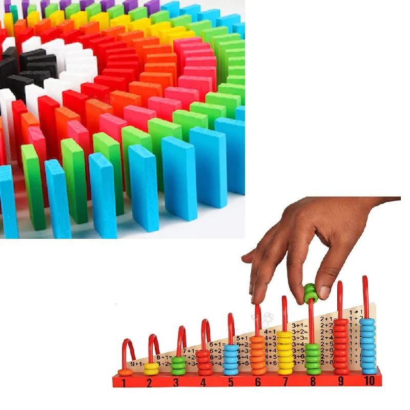 safe and non-toxic wooden toys that parents can trust Calculation Shelf + 100 Pieces Dominoes Blocks Set (Combo) for Children safe and non-toxic wooden toys that parents can trust Calculation Shelf + 100 Pieces Dominoes Blocks Set (Combo) for Children