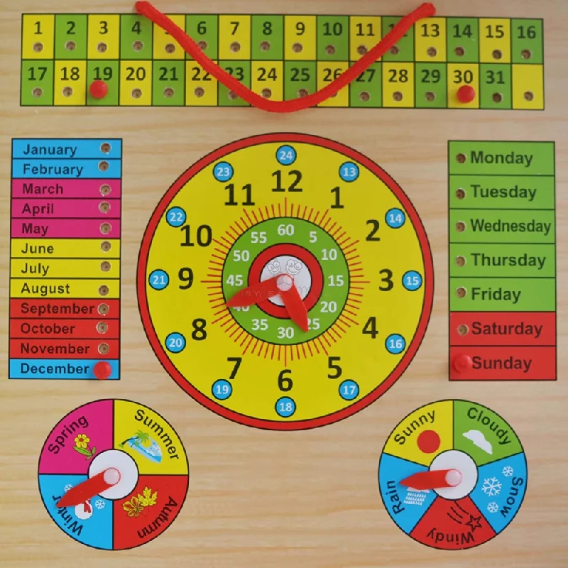 traditional wooden toys                   Calendar Clock Toy for Kids Learning (Hanging)