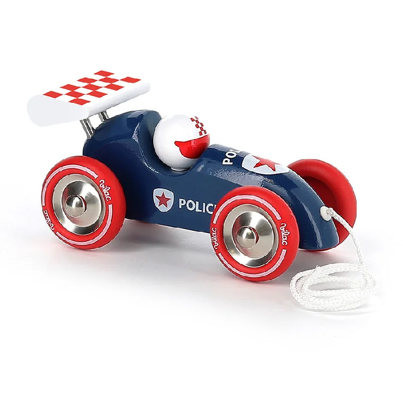 handcrafted wooden toys                  Vilac 2309P Police pull along racing car