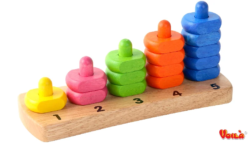 vibrant and colorful wooden toys for toddlers                   Voila 206C Count and Stack