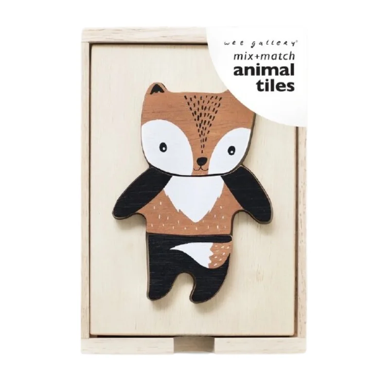 skillfully crafted wooden toys                   Mix & Match Animal Tiles