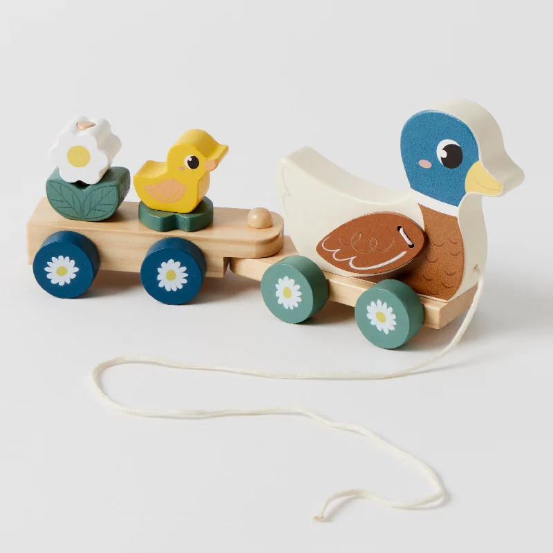classic wooden toys for kids                Wooden Duck Pull Along Train