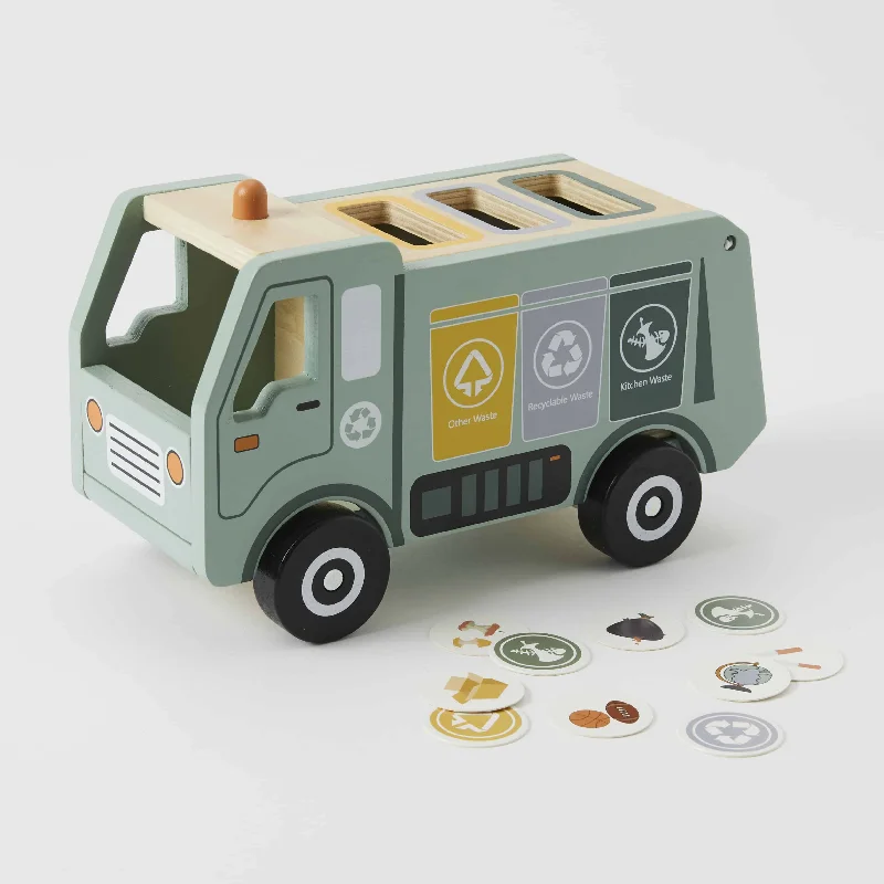 eco-conscious wooden toys that promote sustainability Wooden Garbage & Recycling Sorting Truck eco-conscious wooden toys that promote sustainability Wooden Garbage & Recycling Sorting Truck
