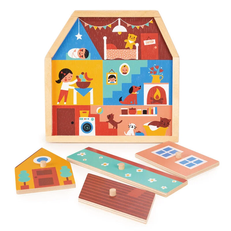 eco-conscious and sustainable wooden toys for children                   Mentari Wooden House Puzzle