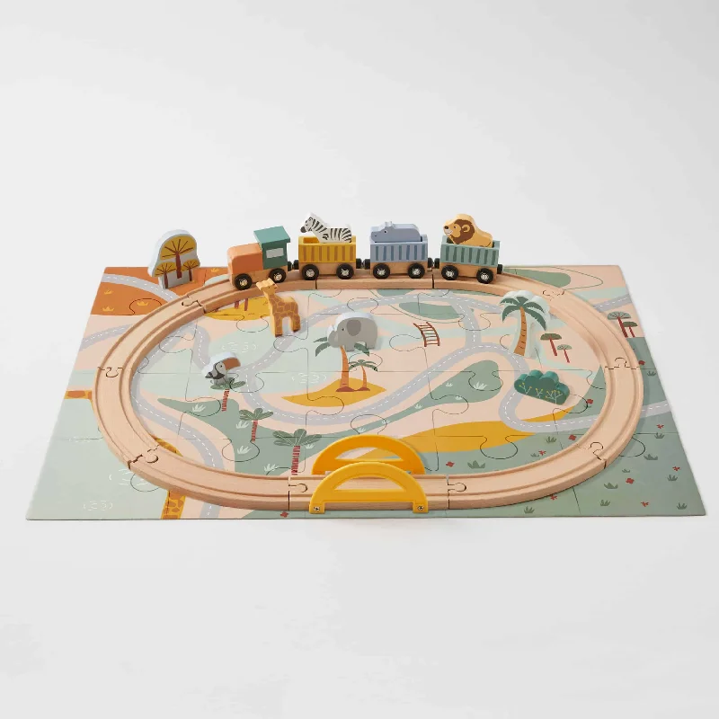 eco-friendly and safe wooden toys Wooden Jungle Animals Safari Train Track & Puzzle Set eco-friendly and safe wooden toys Wooden Jungle Animals Safari Train Track & Puzzle Set