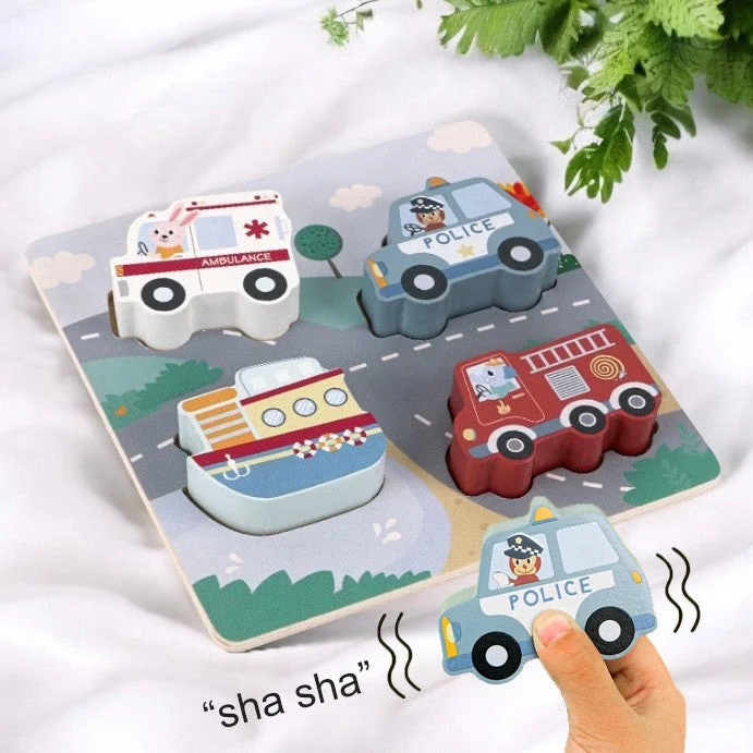 timeless wooden toys                   Wooden Traffic Sound Puzzle