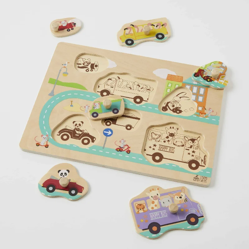 environmentally conscious wooden toys                 Wooden Traffic Toddler Puzzle