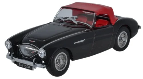 High-quality toy cars Oxford Diecast Austin-Healey 100 BN1 Black and Red Closed