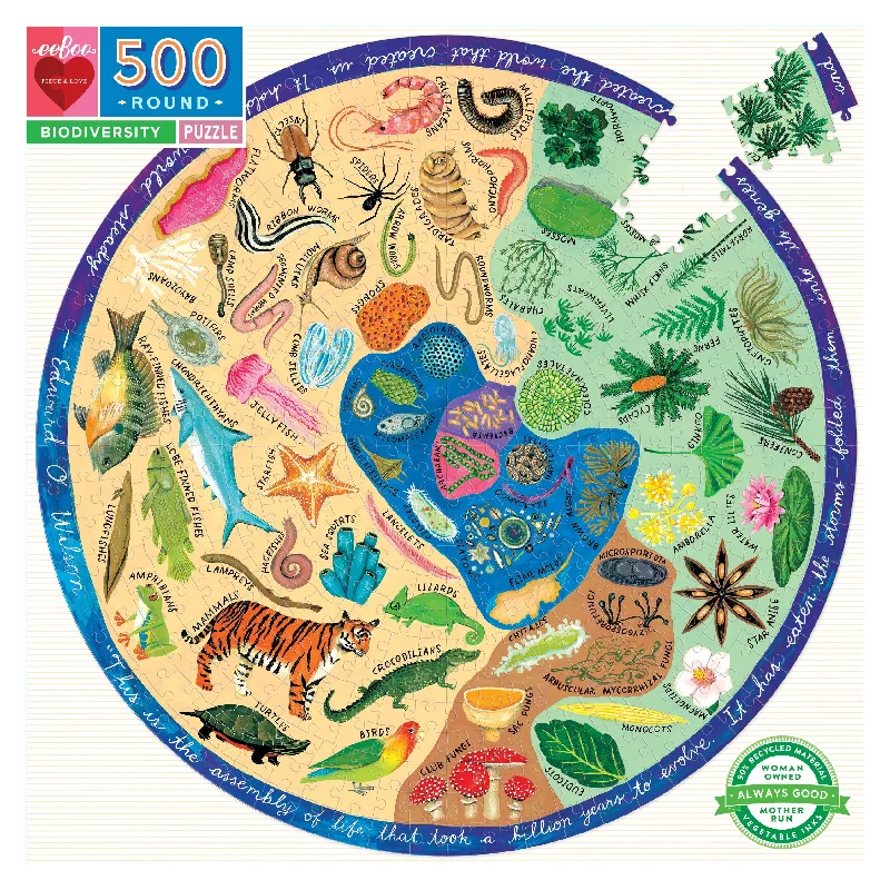 Relaxing games Biodiversity 500 Piece Round Puzzle