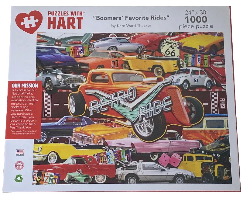 Multi-level puzzles Boomers' Favorite Rides 1000 Piece Puzzle