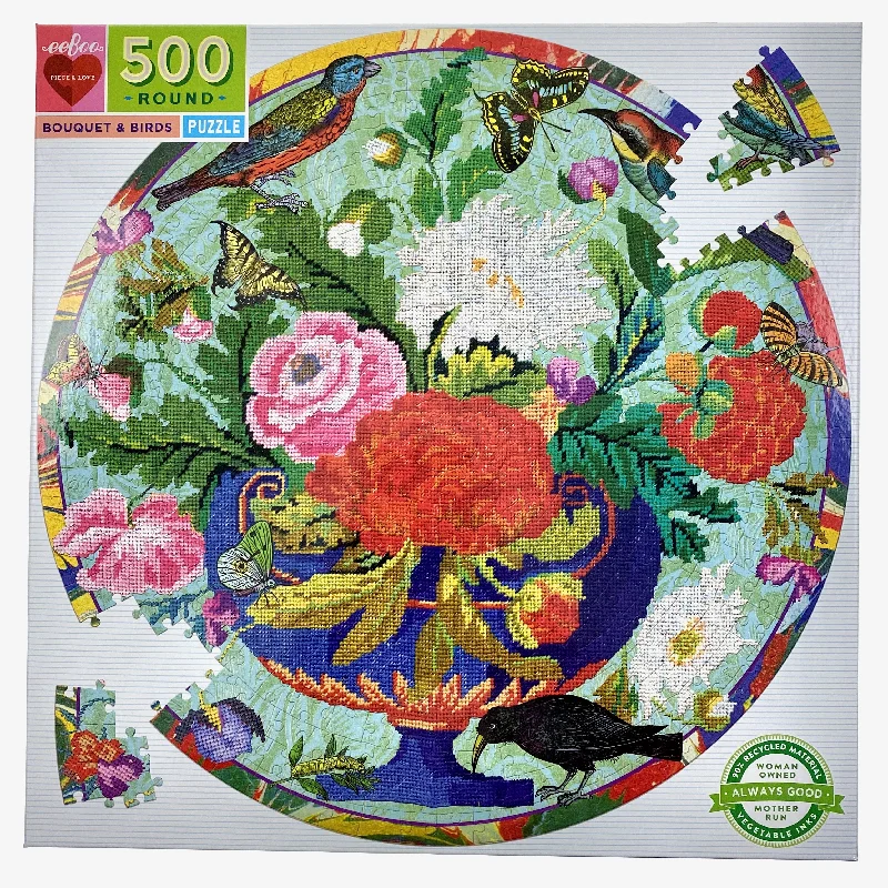 Interactive games Bouquet & Birds 500 Piece Round Puzzle