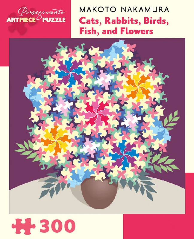 Interactive games Cats, Rabbits, Birds, Fish, and Flowers - Makoto Nakamura 300 Piece Puzzle