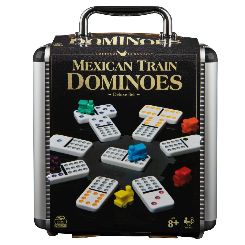 Challenging puzzles Cardinal Classics Mexican Train Dominoes In Aluminium Carry Case