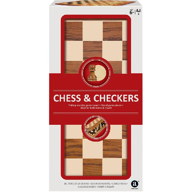 Relaxing games Deluxe Folding Wood Chess & Checkers Set