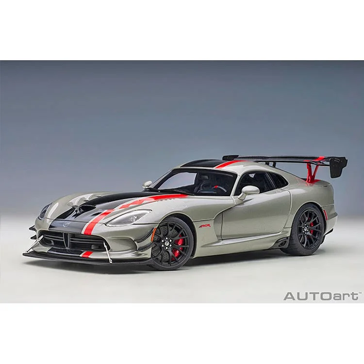 Realistic toy carsDODGE VIPER ACR 2017 (BILLET SILVER METALLIC W/ BLACK STRIPES) - 1:18 Scale Composite Model Car Realistic toy carsDODGE VIPER ACR 2017 (BILLET SILVER METALLIC W/ BLACK STRIPES) - 1:18 Scale Composite Model Car