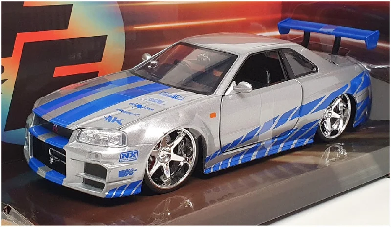 Realistic toy carsJada 1/24 Scale 97158 - Fast & Furious Brian's Nissan GT-R (BNR34) Silver/Blue