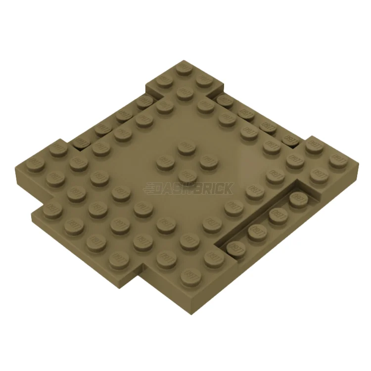 Family-friendly LEGO experiencesLEGO Brick, Modified 8 x 8 x 2/3 with 1 x 4 Indentations and 1 x 4 Plate, Dark Tan [15624] 6447009