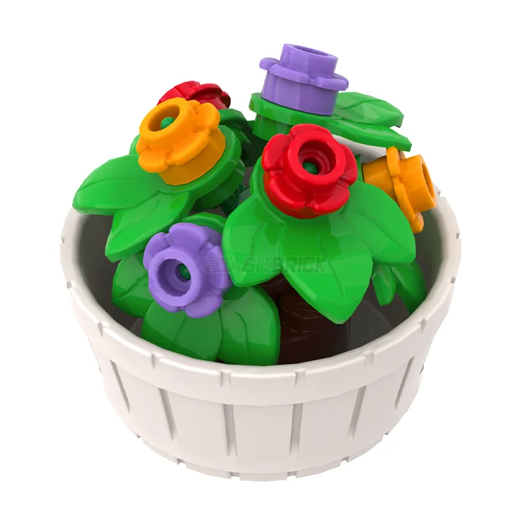 Intricate and intricate LEGO designsLEGO "Flower Bouquet Barrel" - Bunch of Flowers, White Barrel [MiniMOC]