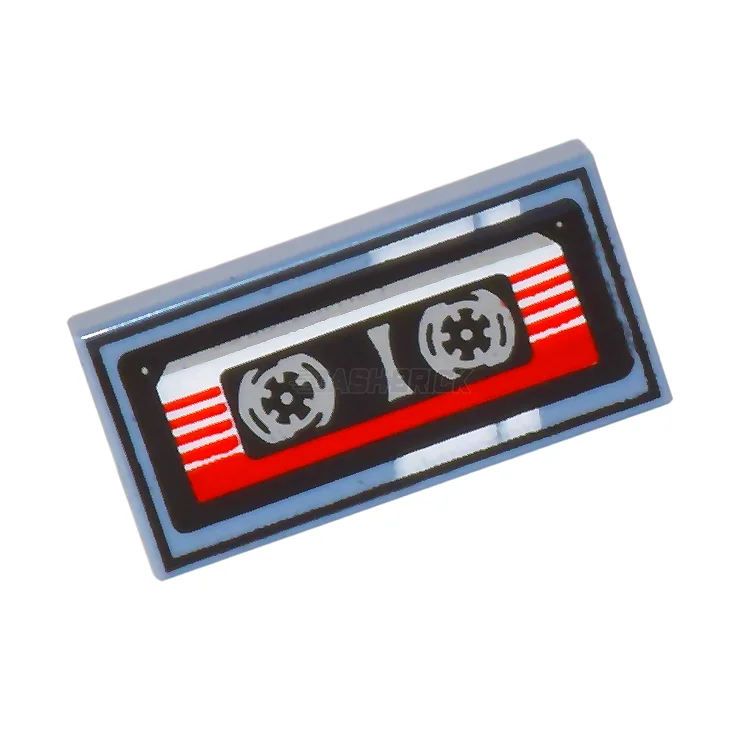 Offering hours of entertainment LEGOLEGO Minifigure Accessory - Cassette Tape with Red and White Striped Label, Black [3069pb1104]