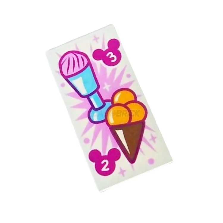 Adorable and charming LEGO charactersLEGO Minifigure Accessory - Ice Cream Menu, Mickey Mouse Logo (Tile 2 x 4) [87079pb0970]