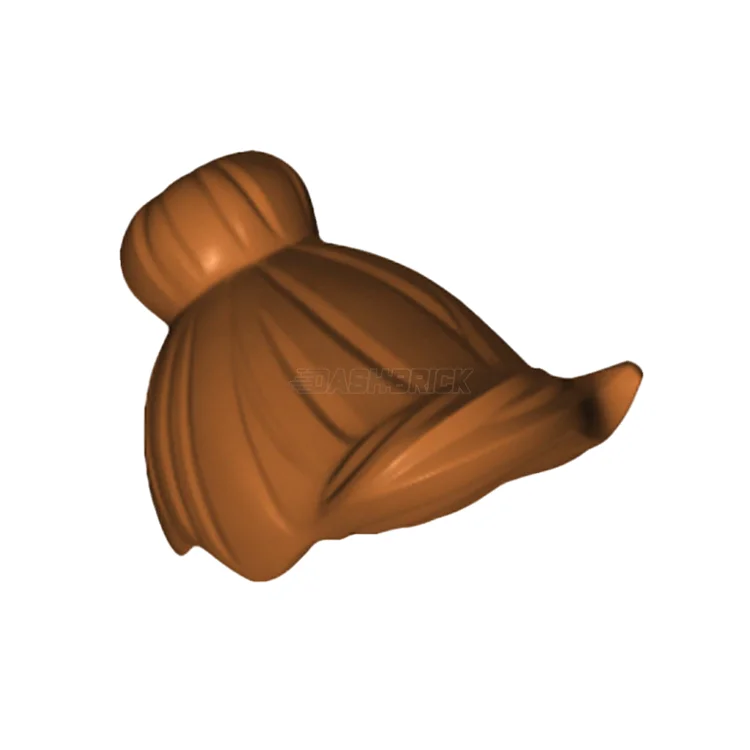 Intricately designed LEGOLEGO Minifigure Part - Hair, Female with Top Knot Bun and Forelock, Medium Nougat [93562]