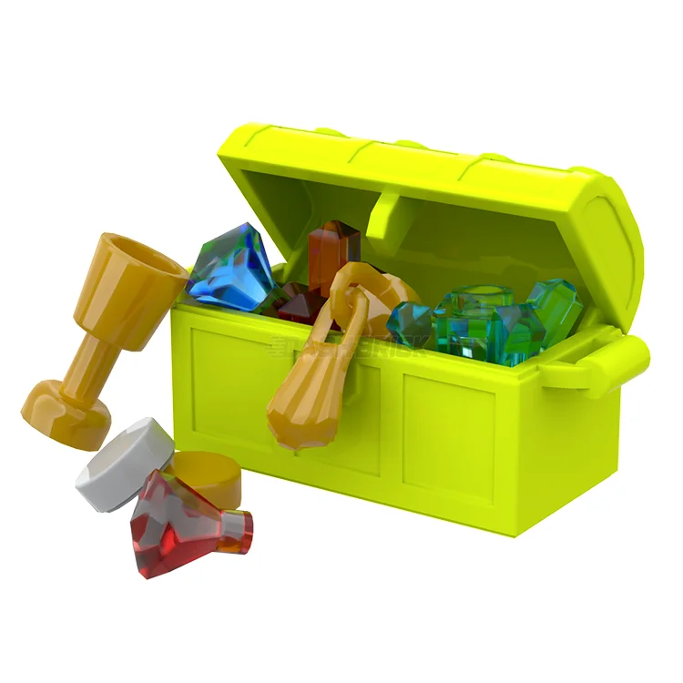 Skill-building LEGO activitiesLEGO "Treasure Chest" - Crystals, Goblet, Chain, Coins - Lime Green [MiniMOC]