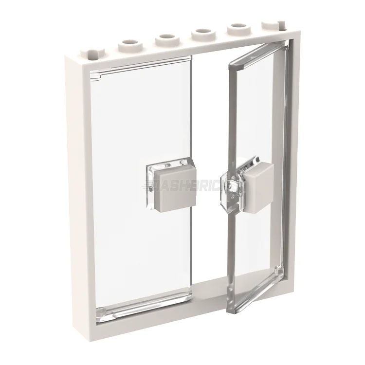 Precisely scaled LEGO miniaturesLEGO Window/Door Frame and Doors 1 x 6 x 6, White, Trans-Clear [42205 / 80683]