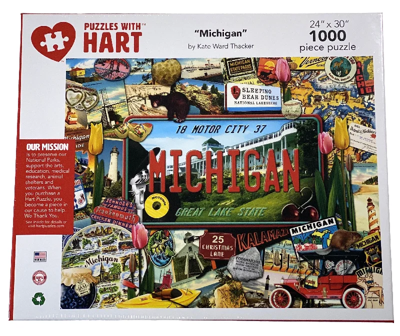 Age-appropriate puzzles Michigan 1000 Piece Puzzle