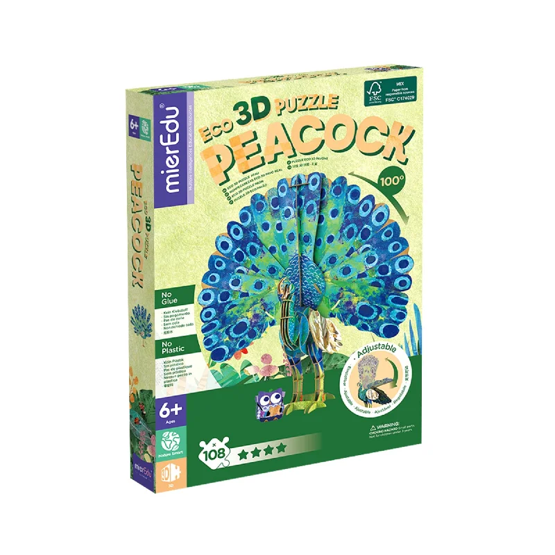 Intricate puzzles MierEdu Eco 3D Puzzle - Peacock