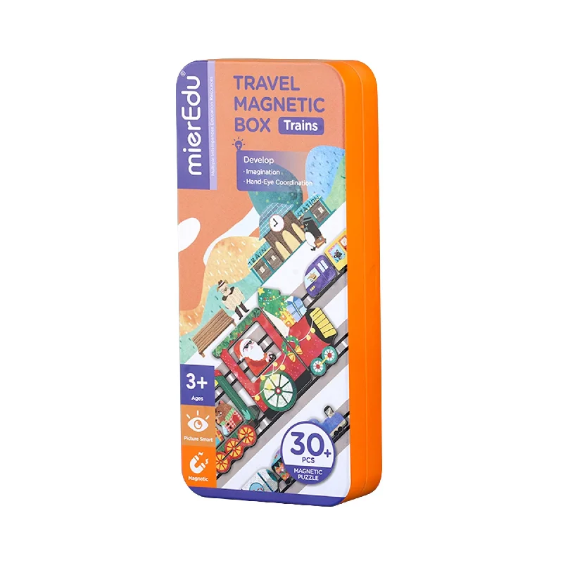Age-appropriate puzzles MierEdu Magnetic Puzzle Box Trains