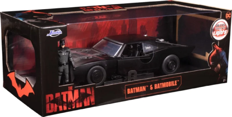 Durable toysThe Batman - Batmobile with Batman 1:18 Scale Hollywood Ride with Light