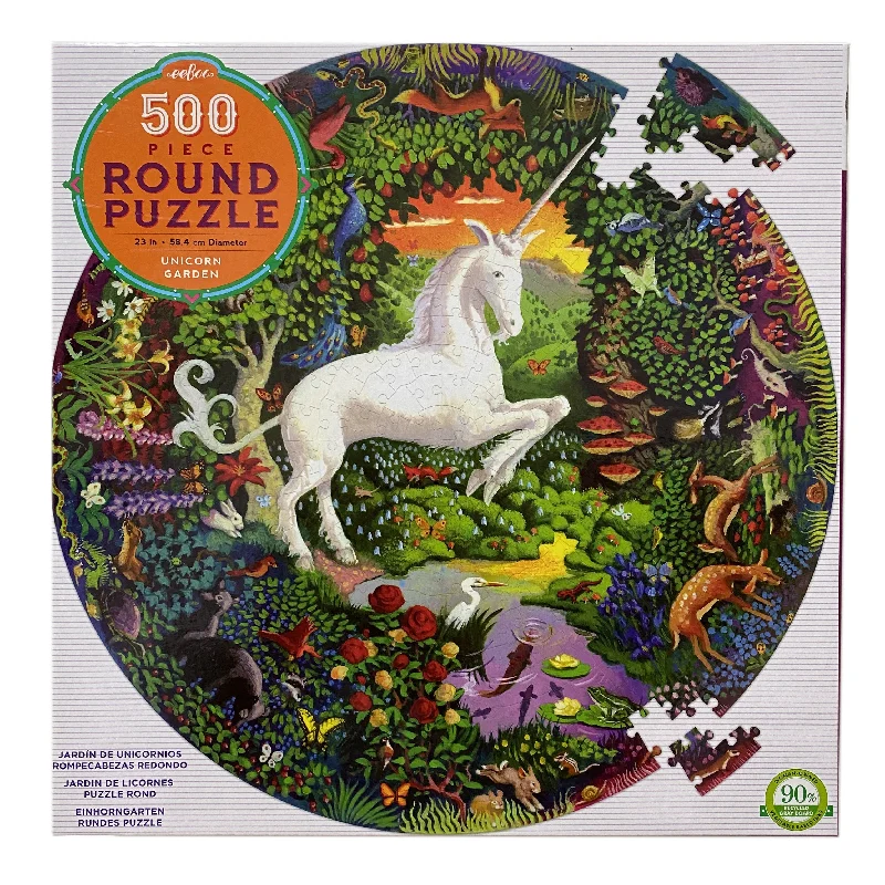 Exciting gamesUnicorn Garden 500 Piece Round Puzzle